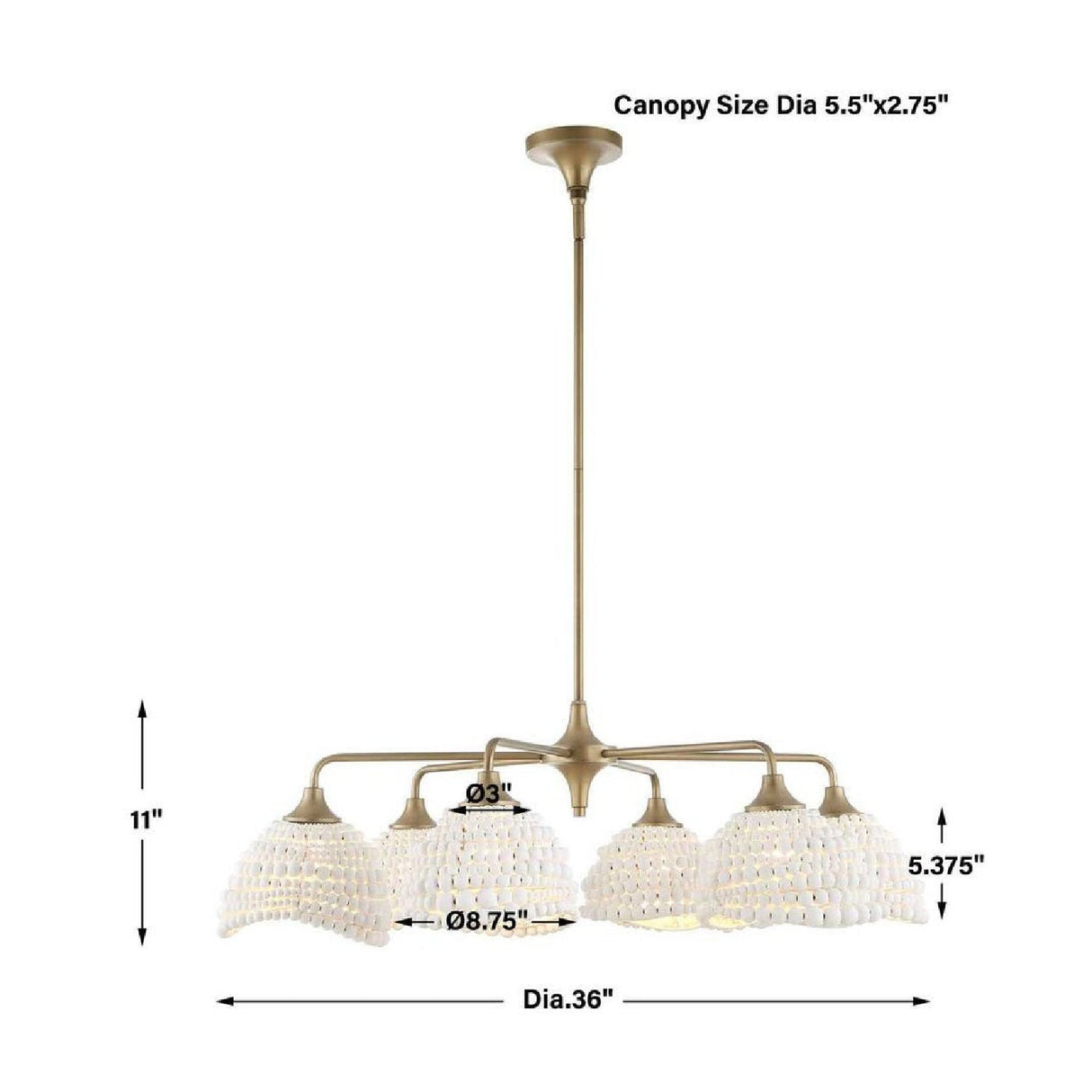 White Wood Beads 6-Light Chandelier | Uttermost Biddeford - www.oroa.com