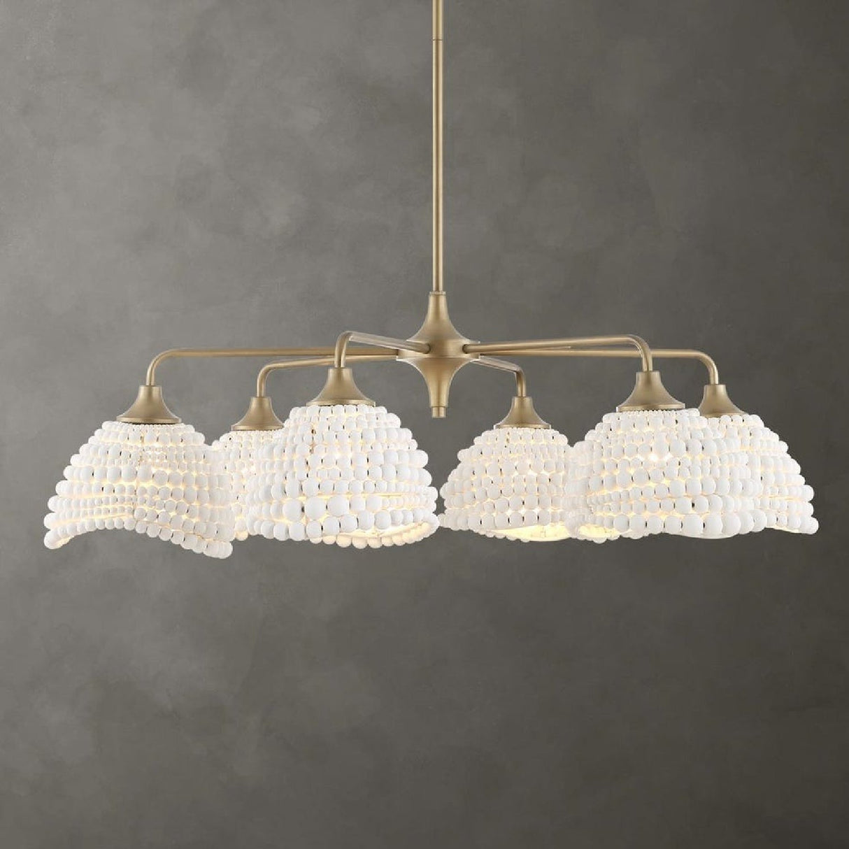White Wood Beads 6-Light Chandelier | Uttermost Biddeford - www.oroa.com