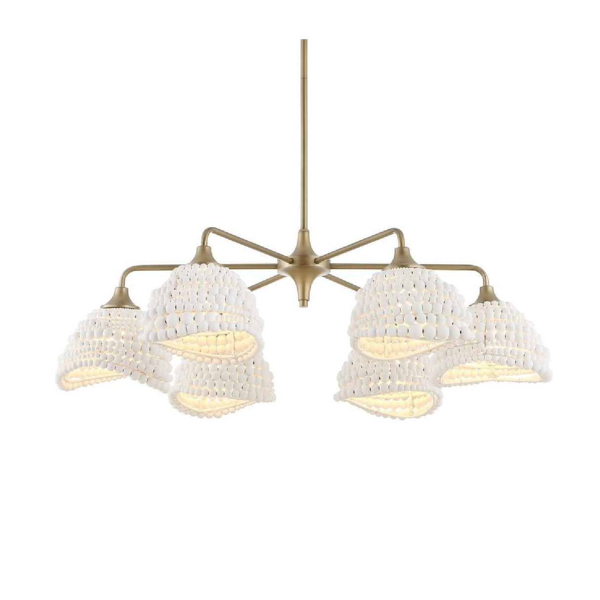 White Wood Beads 6-Light Chandelier | Uttermost Biddeford - www.oroa.com
