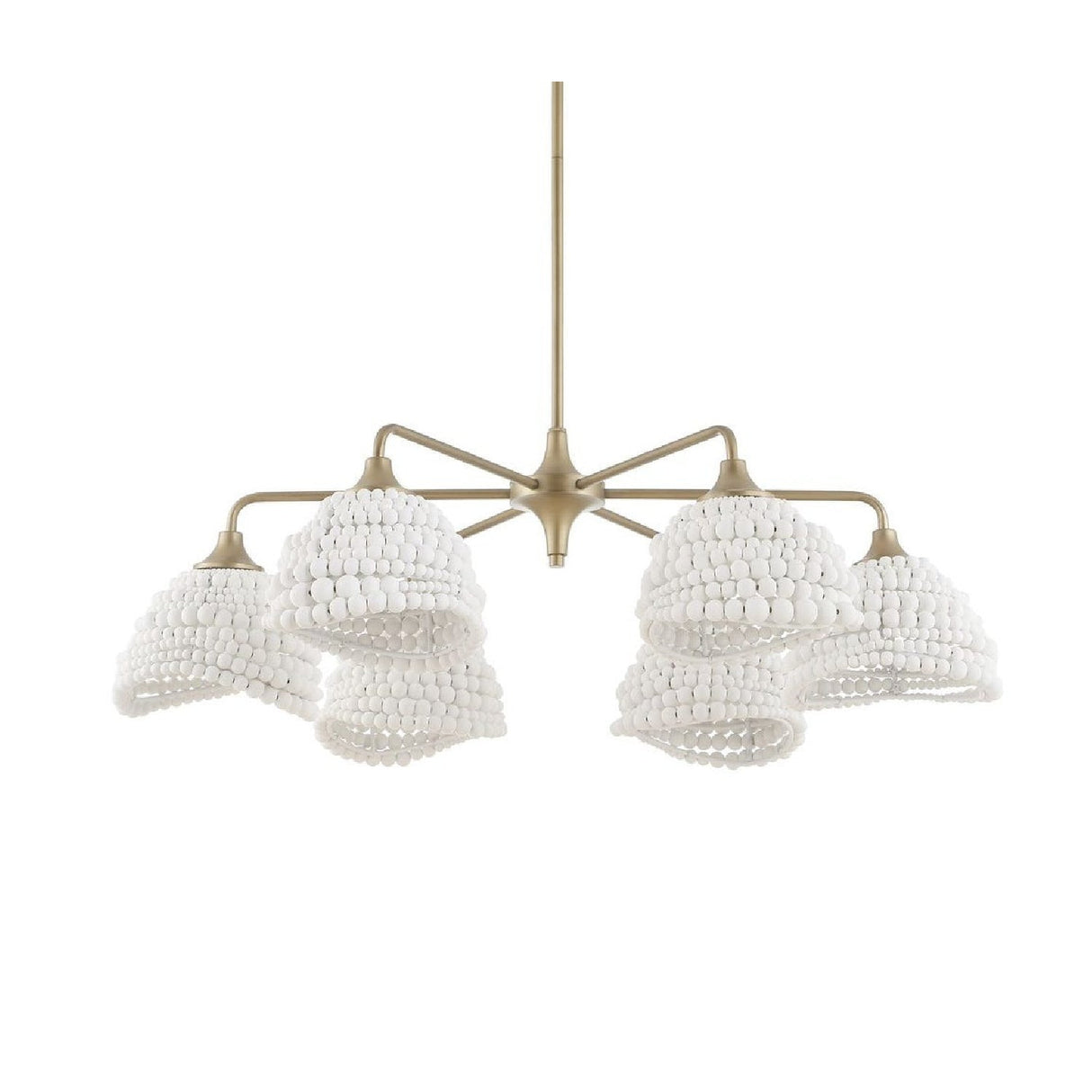 White Wood Beads 6-Light Chandelier | Uttermost Biddeford - www.oroa.com