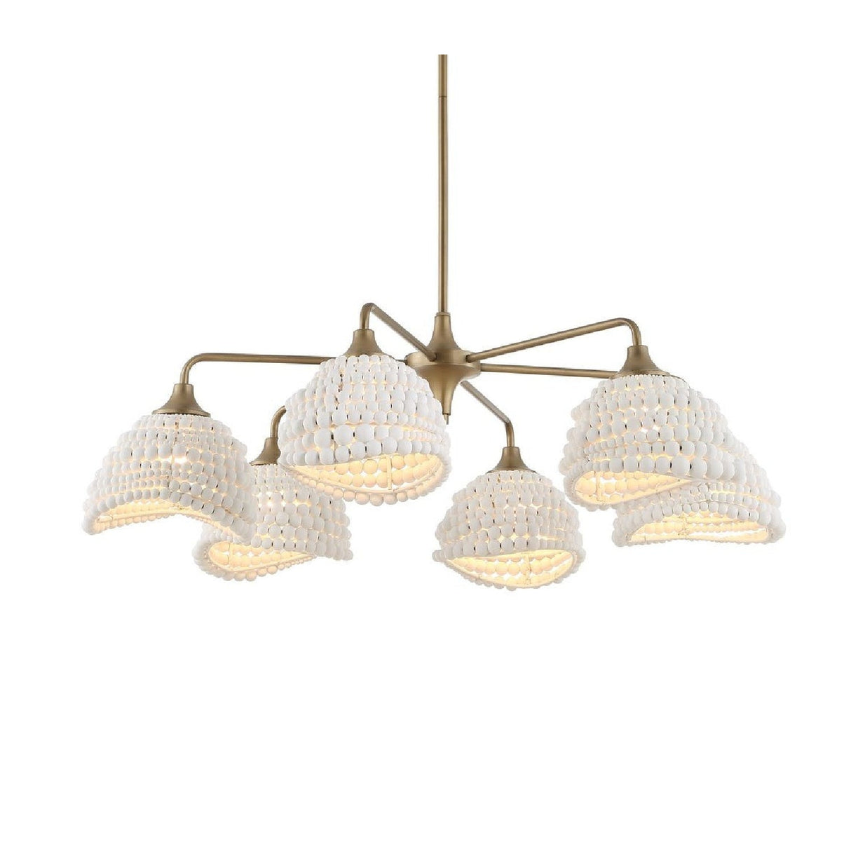 White Wood Beads 6-Light Chandelier | Uttermost Biddeford - www.oroa.com
