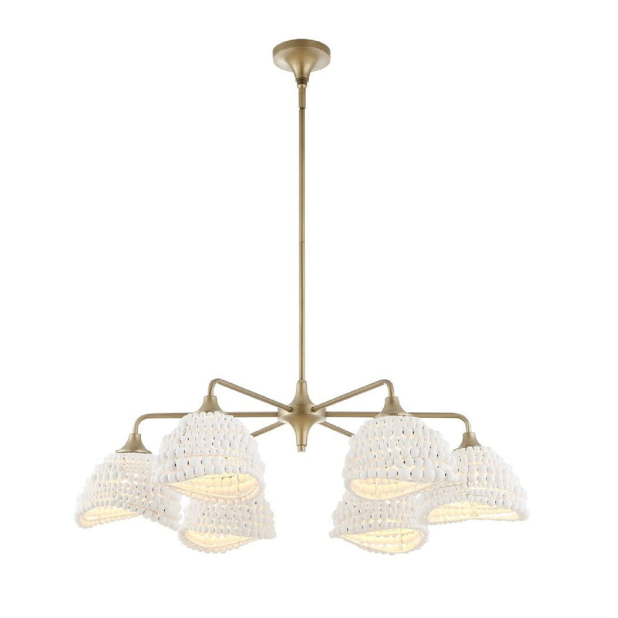 White Wood Beads 6-Light Chandelier | Uttermost Biddeford - www.oroa.com