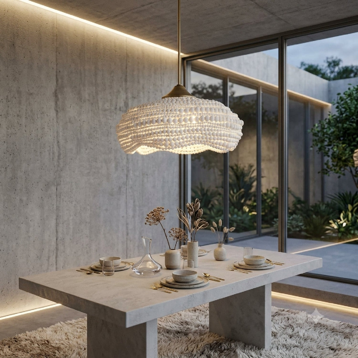 Modern European furniture - White Wooden Beads Pendant Lamp - www.oroa.com