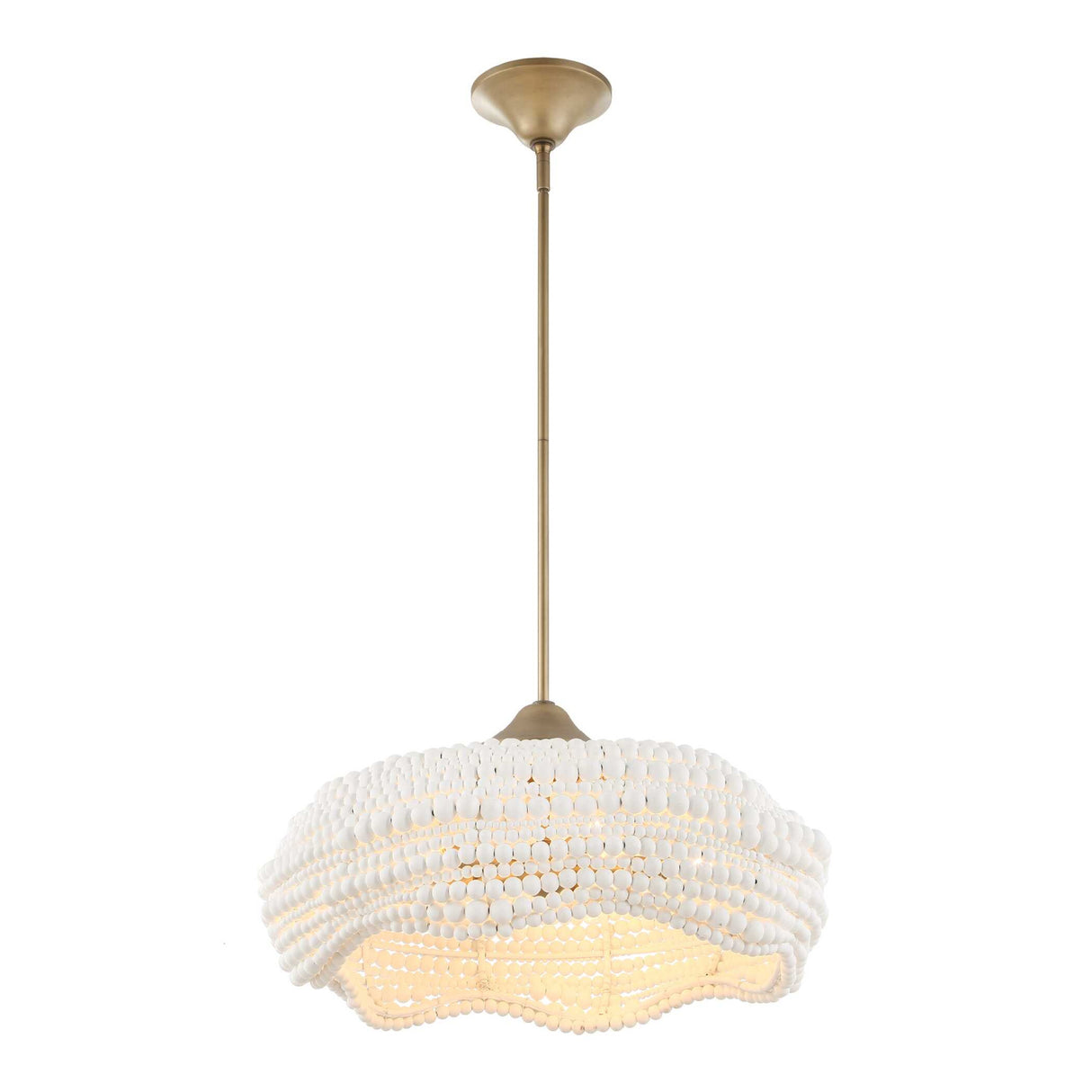 White Wooden Beads Pendant Lamp | Uttermost Biddeford