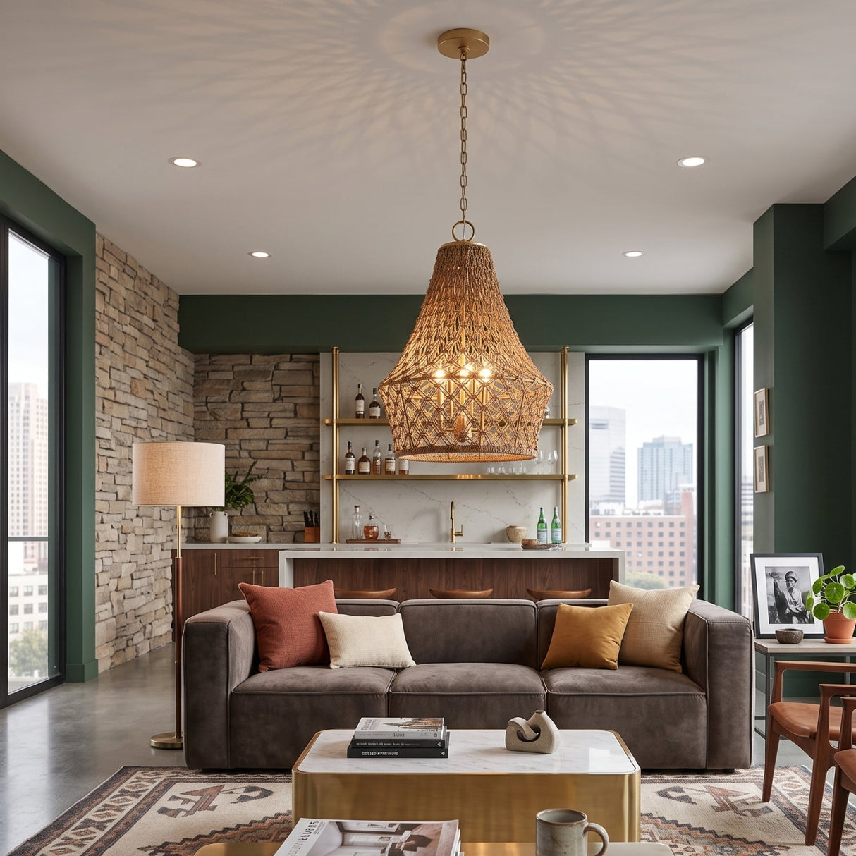 Modern European furniture - Knotted Beige Rope Pendant Lamp - www.oroa.com