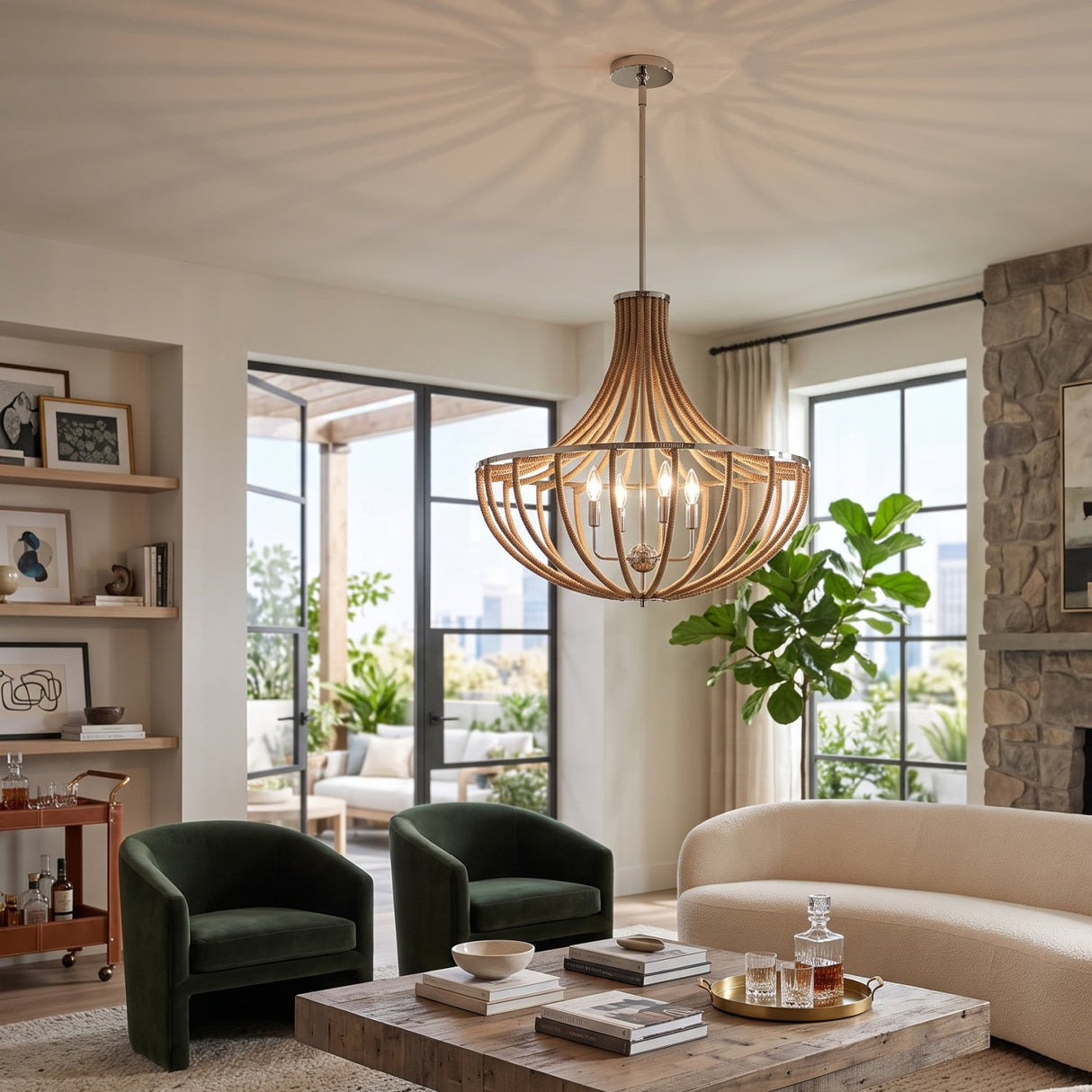 Twisted Rope Wrapped Pendant Lamp | Uttermost Lovelock - www.oroa.com