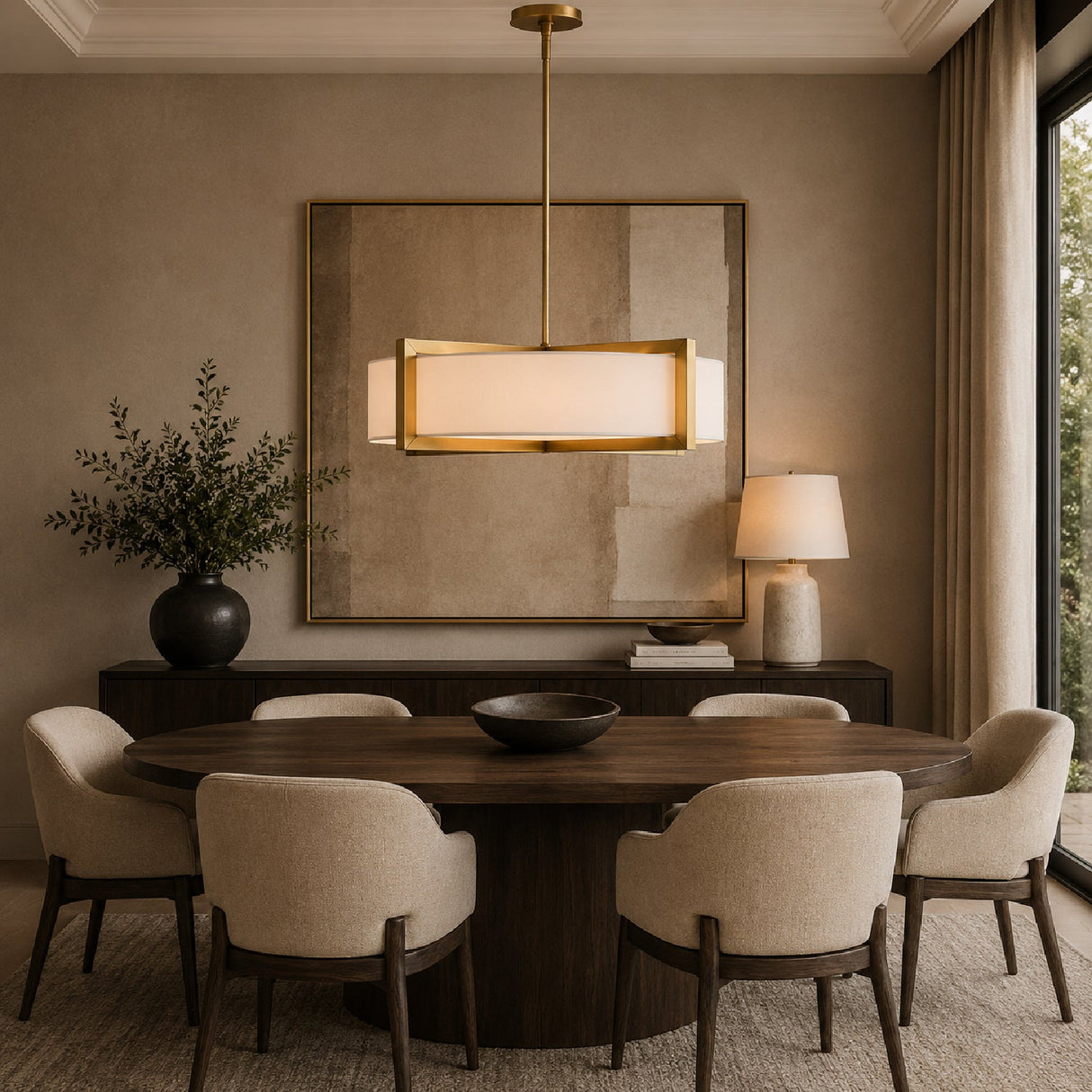 Modern European furniture - White Linen 4-Light Pendant Lamp - www.oroa.com