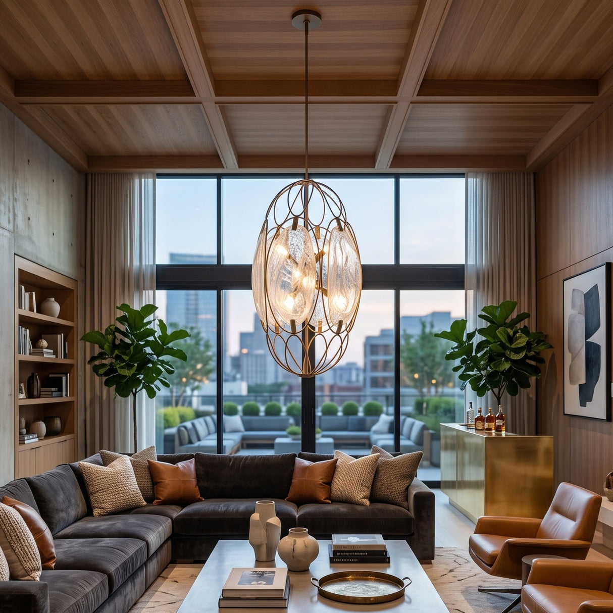 Modern European furniture - Oval Glass 6-Light Pendant Lamp - www.oroa.com