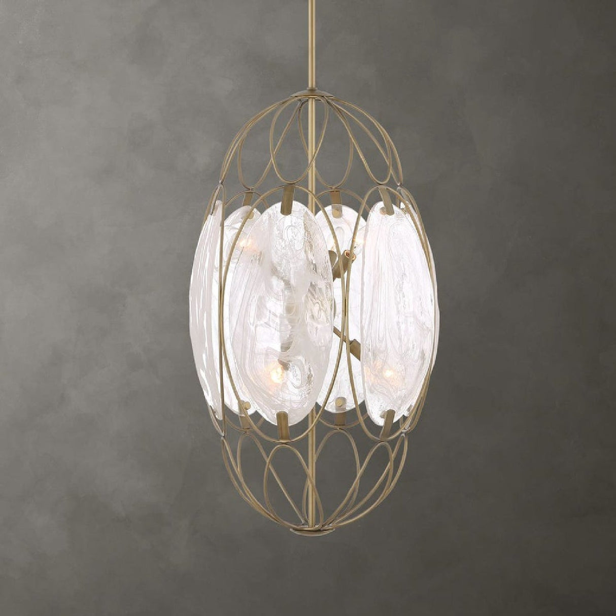 Modern European furniture - Oval Glass 6-Light Pendant Lamp - www.oroa.com