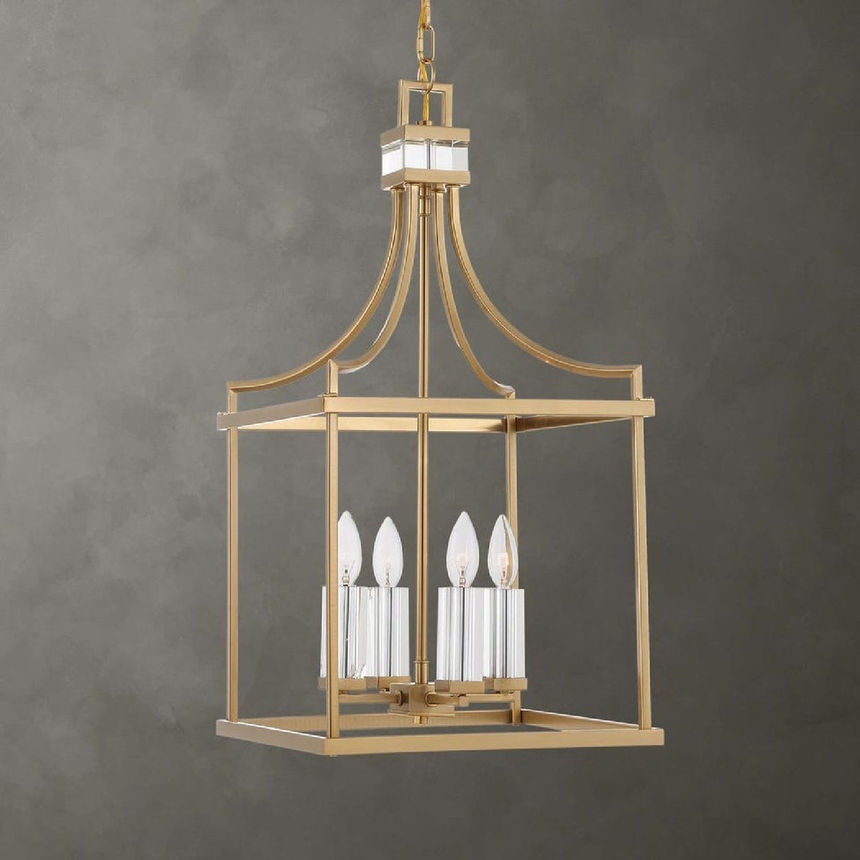 Modern European furniture - Brass Framed Lantern Pendant Lamp - www.oroa.com