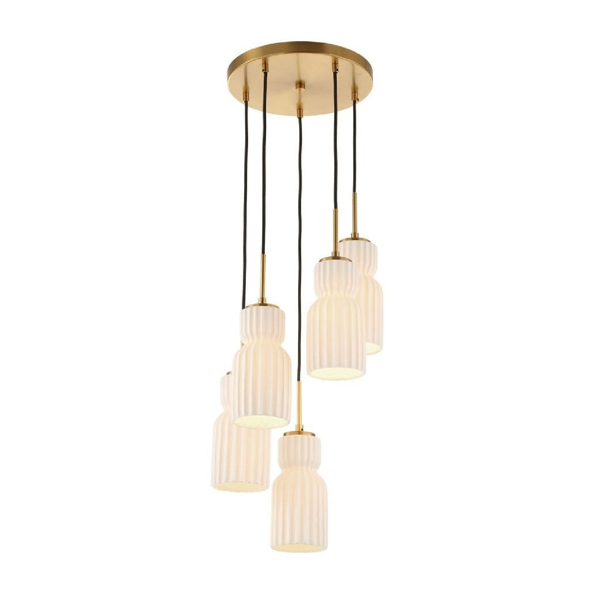 Modern European furniture - White Ceramic 5-Light Cluster Pendant Lamp - www.oroa.com