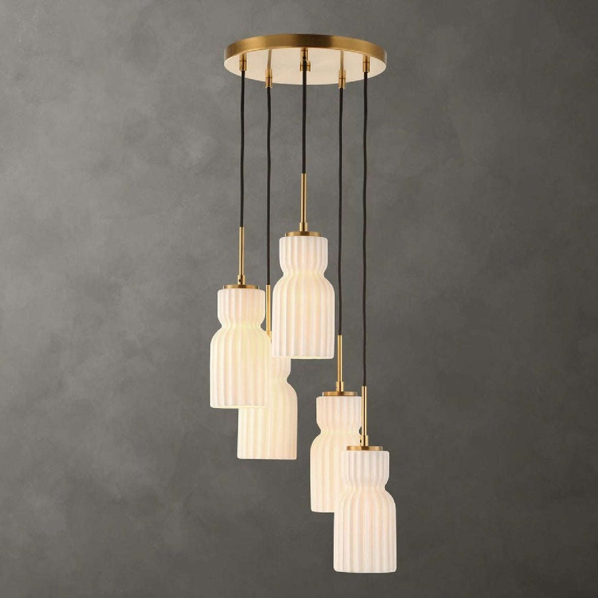 Modern European furniture - White Ceramic 5-Light Cluster Pendant Lamp - www.oroa.com