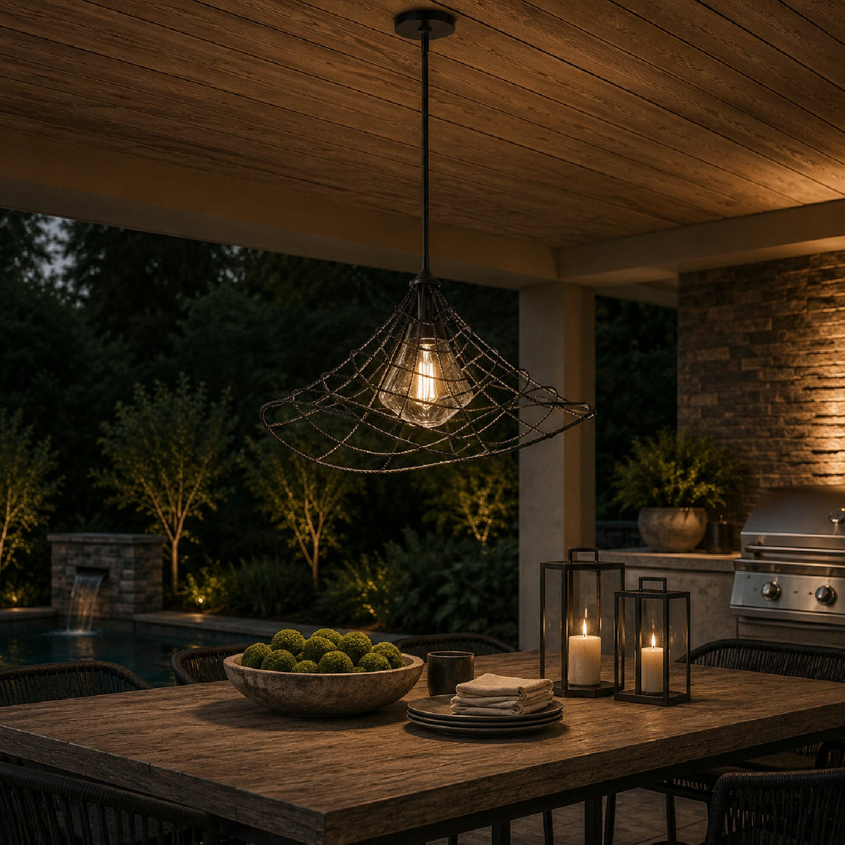 Modern European furniture - Twisted Bronze Indoor/Outdoor Pendant Lamp - www.oroa.com