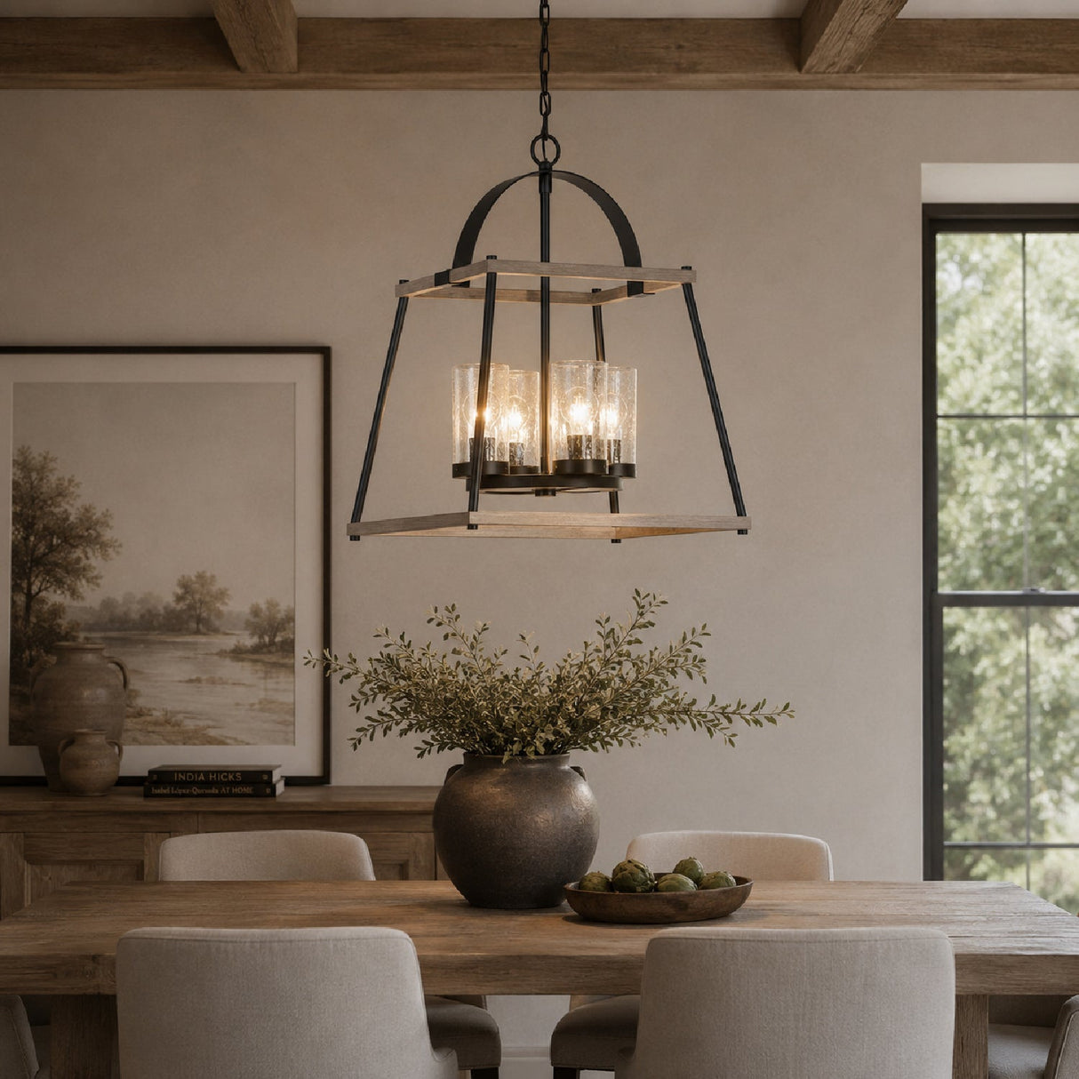 Modern European furniture - Seeded Glass 4-Light Indoor/Outdoor Pendant Lamp - www.oroa.com
