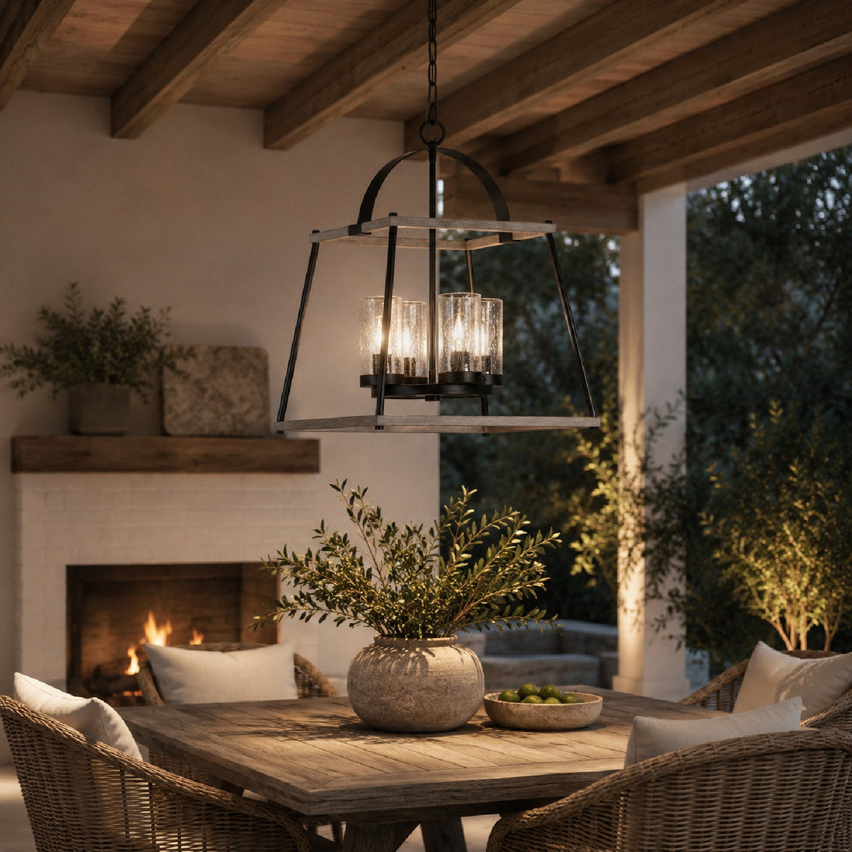 Modern European furniture - Seeded Glass 4-Light Indoor/Outdoor Pendant Lamp - www.oroa.com