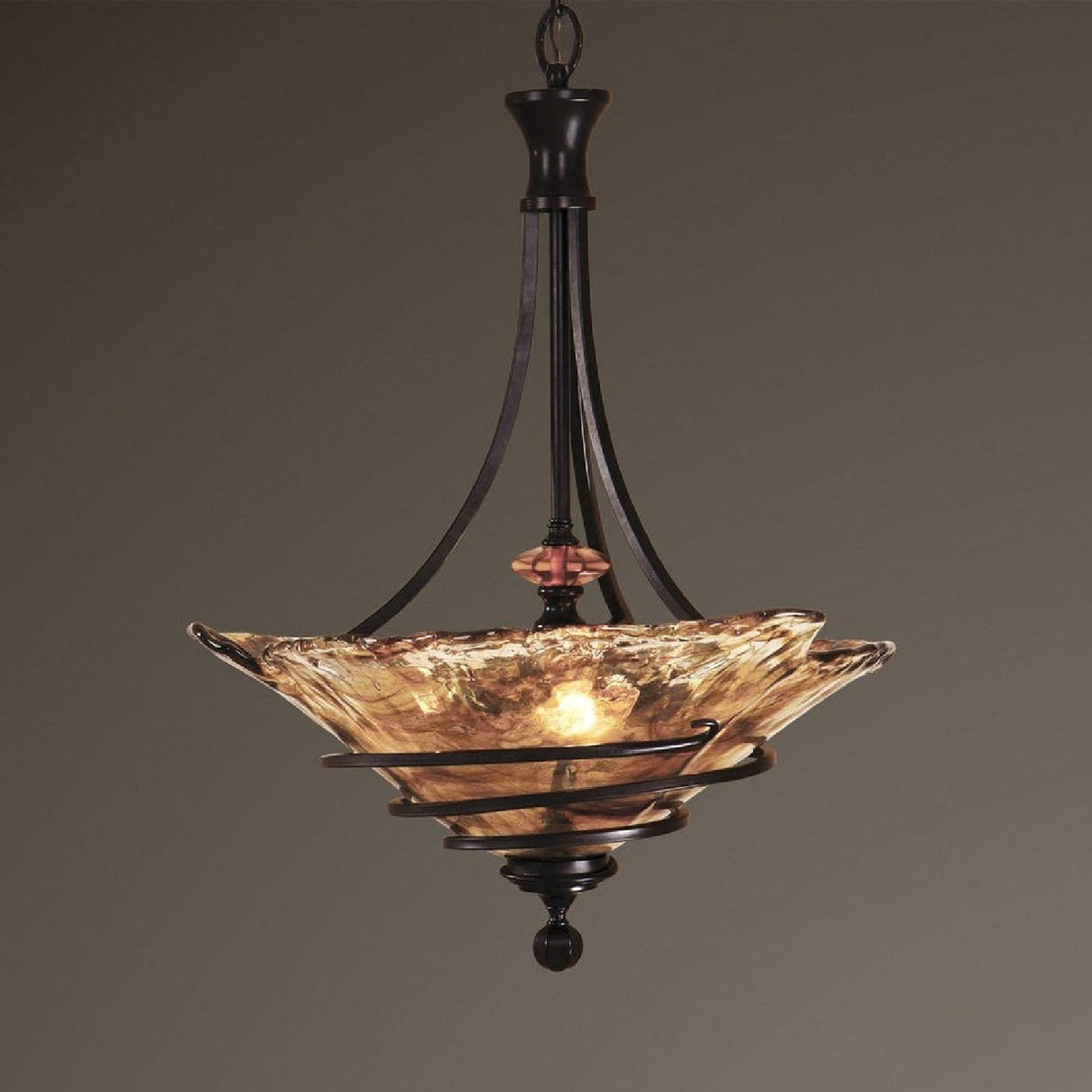 Bronze Framed Handmade Glass Pendant Lamp | Uttermost Vitalia - www.oroa.com