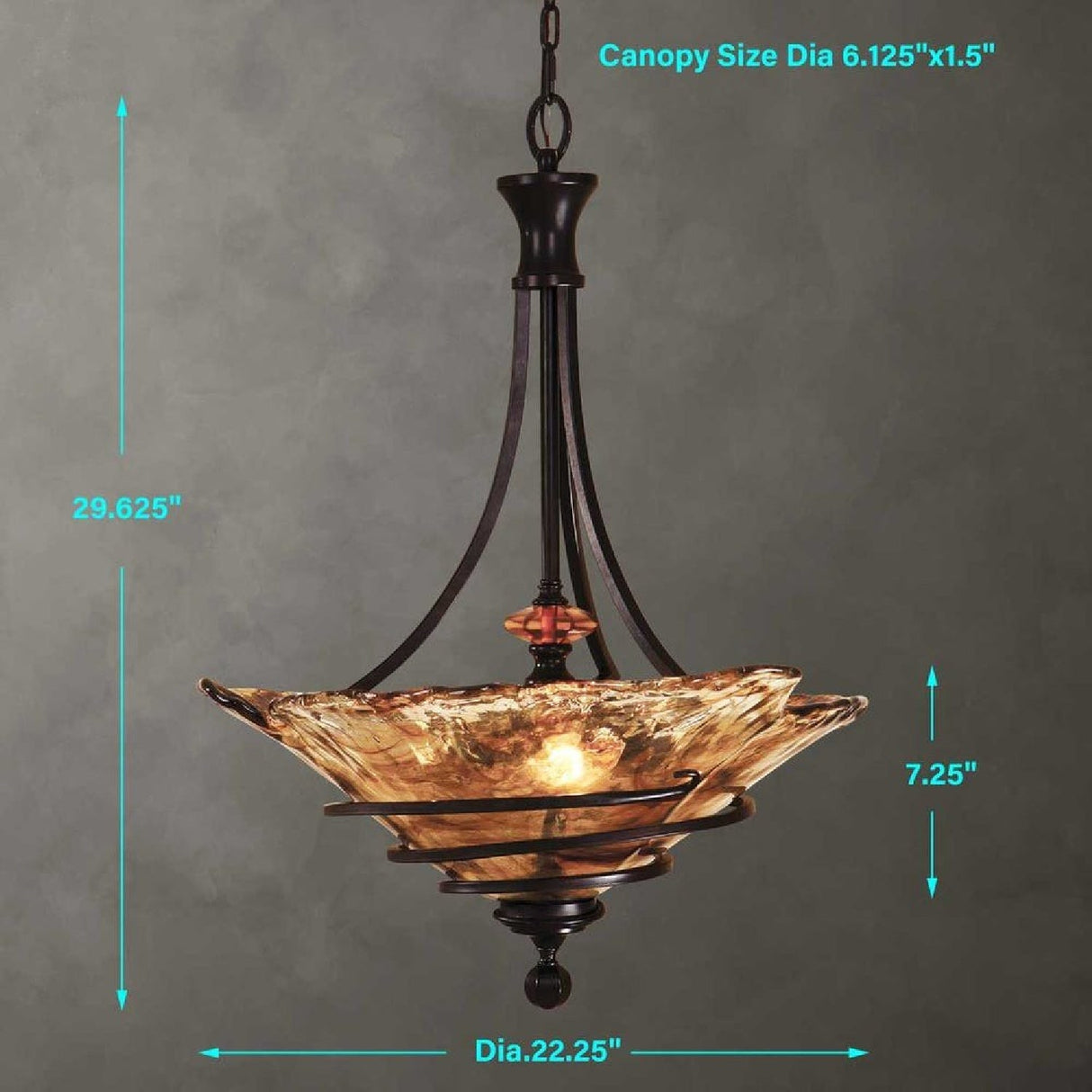Bronze Framed Handmade Glass Pendant Lamp | Uttermost Vitalia - www.oroa.com