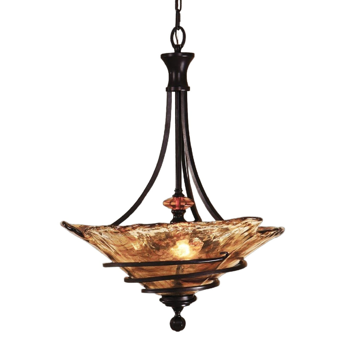 Bronze Framed Handmade Glass Pendant Lamp | Uttermost Vitalia - www.oroa.com