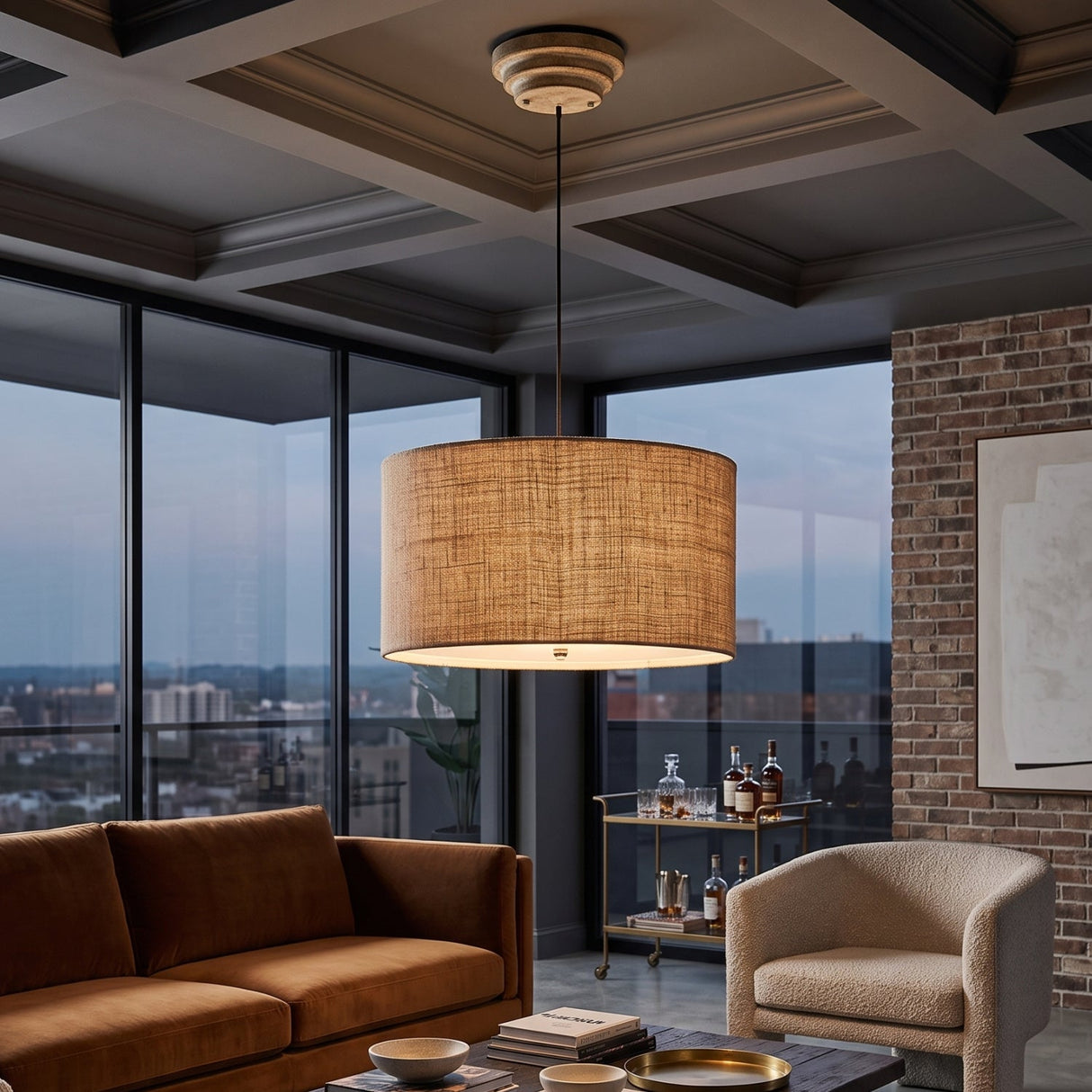Burlap Weave Pendant Lamp | Uttermost Dafina - www.oroa.com