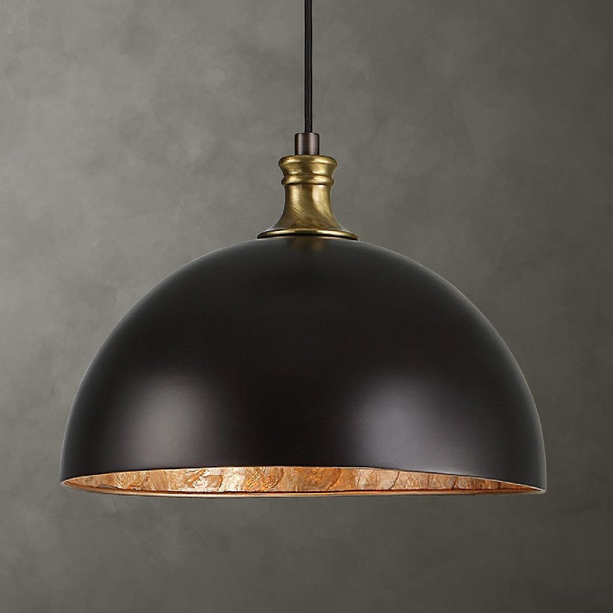 Black Metal Dome Pendant Lamp | Uttermost Placuna - www.oroa.com