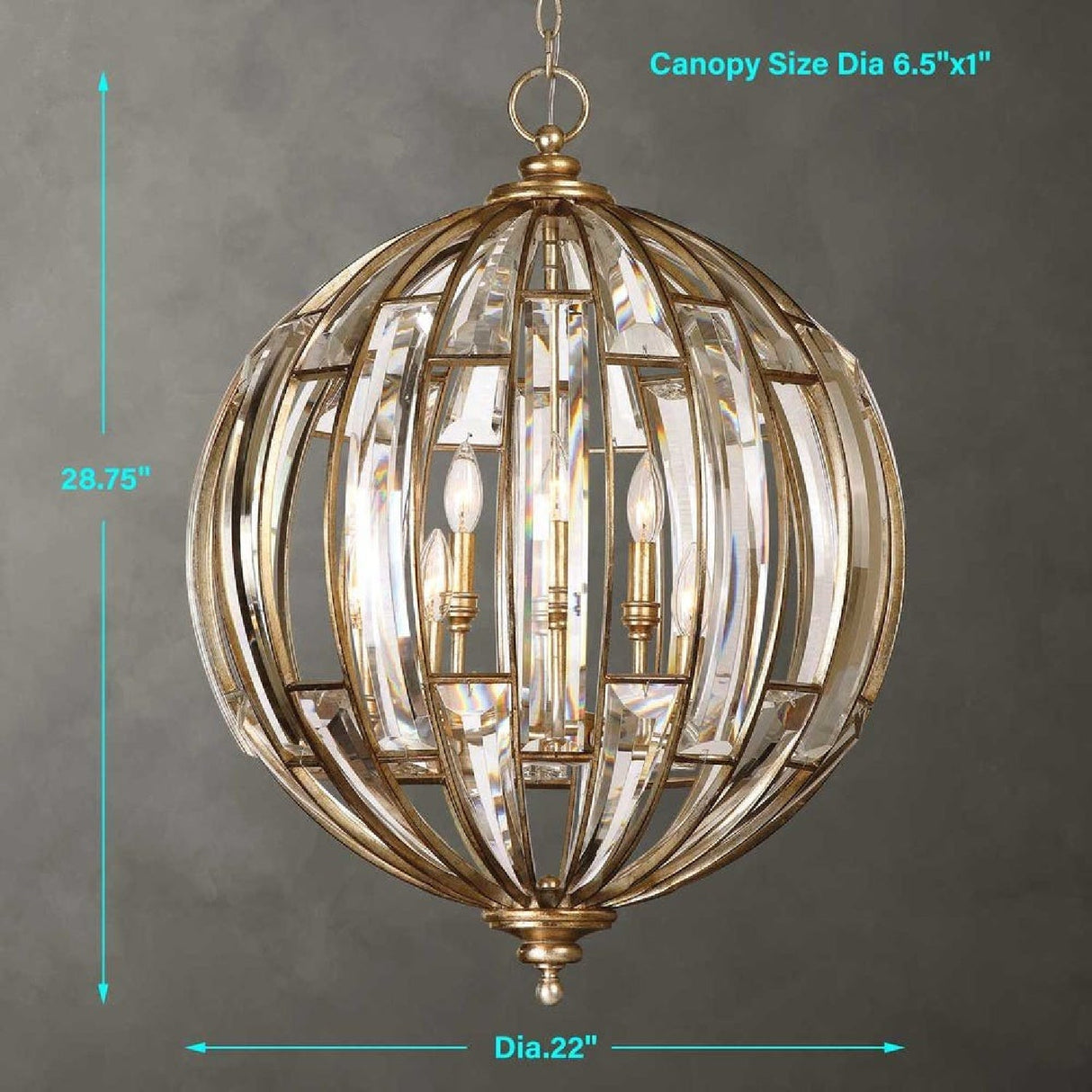 Beveled Crystals Sphere Pendant Lamp | Uttermost Vicentina - www.oroa.com