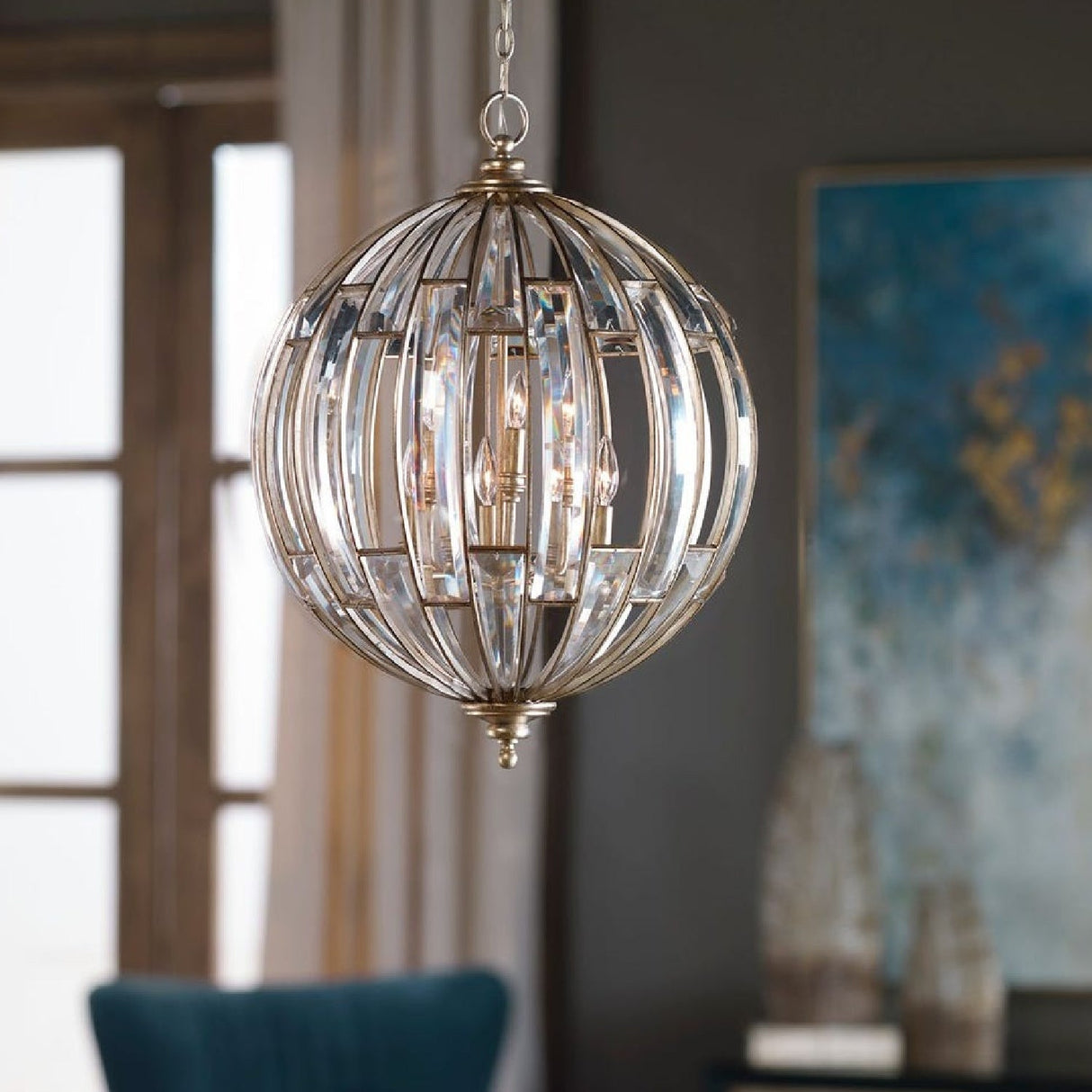 Beveled Crystals Sphere Pendant Lamp | Uttermost Vicentina - www.oroa.com