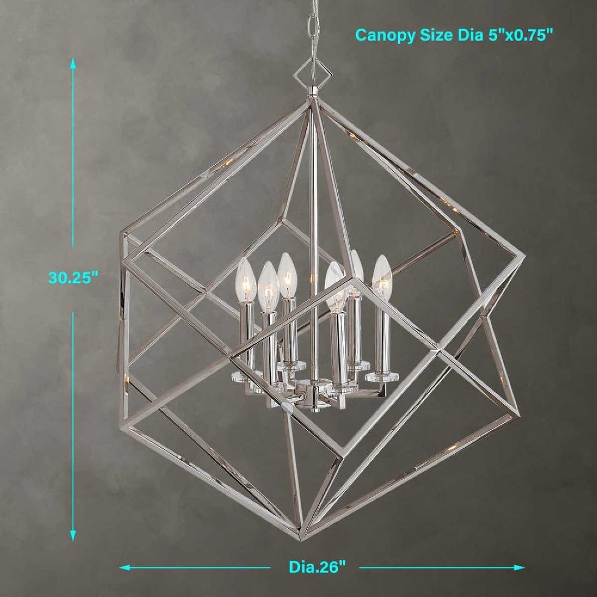 Polished Nickel 6-Light Pendant Lamp | Uttermost Euclid - www.oroa.com