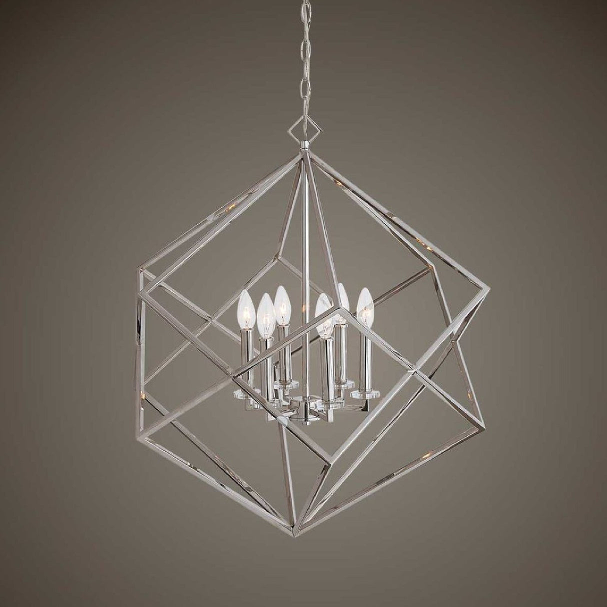 Polished Nickel 6-Light Pendant Lamp | Uttermost Euclid - www.oroa.com