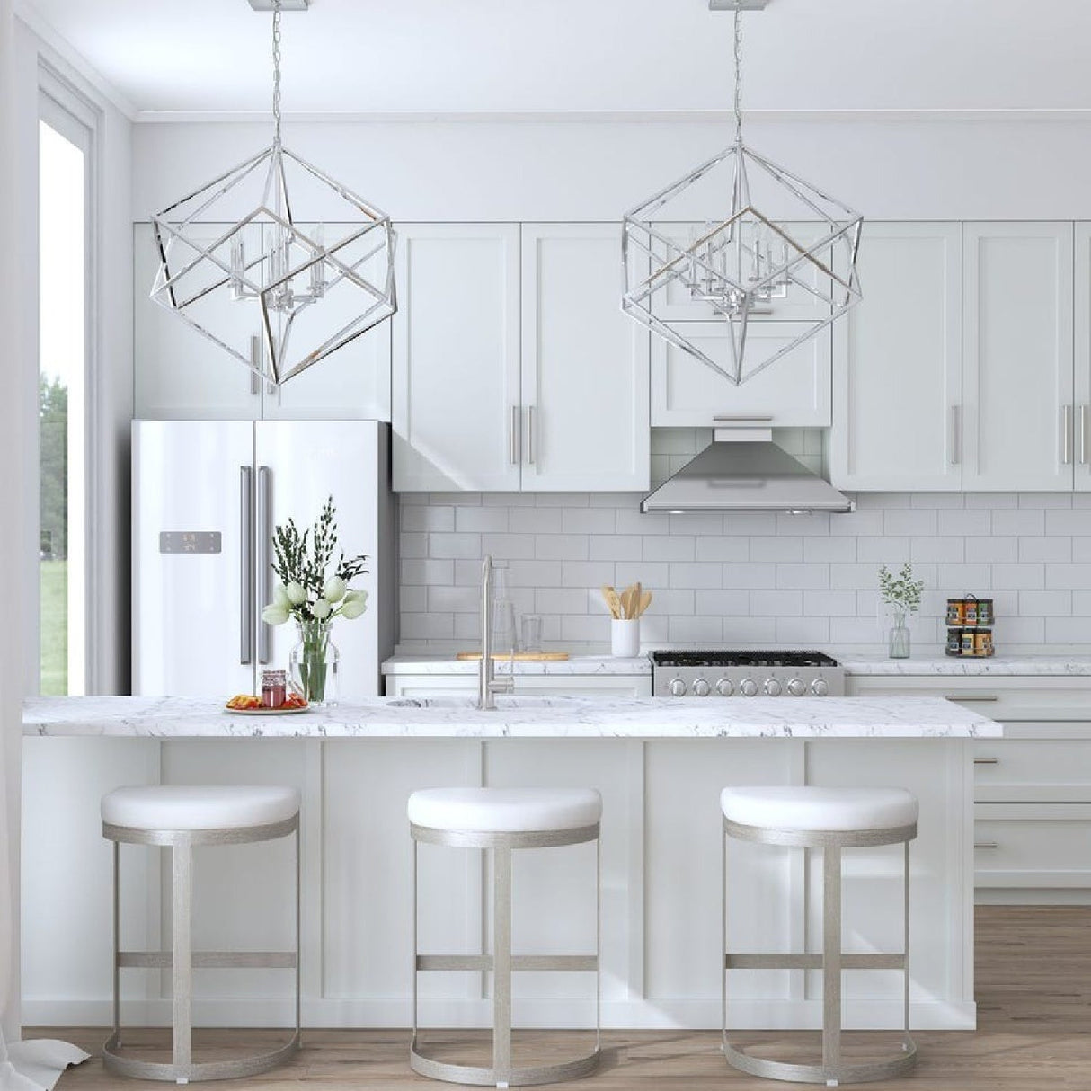 Polished Nickel 6-Light Pendant Lamp | Uttermost Euclid - www.oroa.com