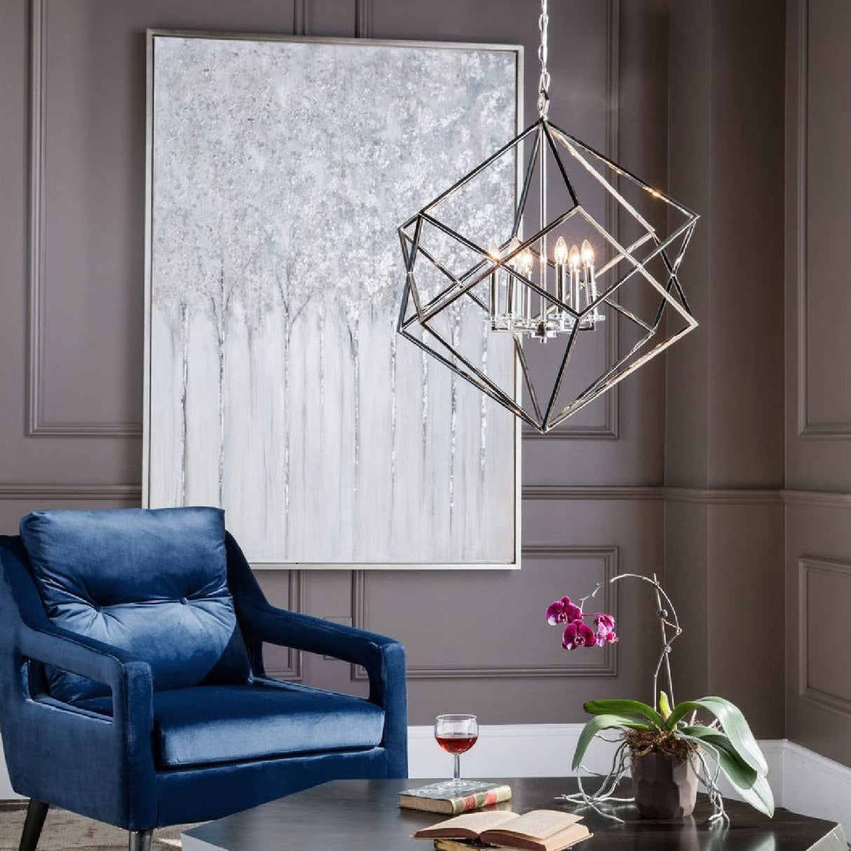 Polished Nickel 6-Light Pendant Lamp | Uttermost Euclid - www.oroa.com
