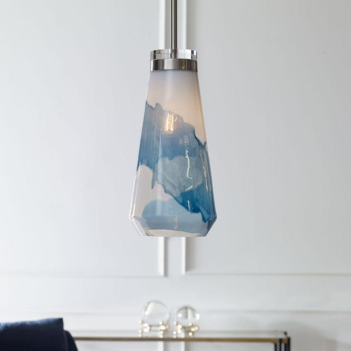 Modern European furniture - White & Blue Glass Pendant Lamp - www.oroa.com