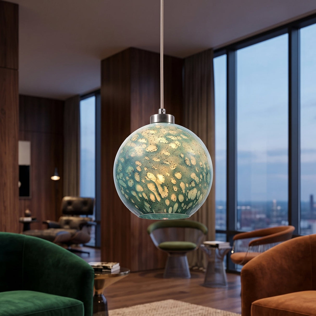 Blue Glass Sphere Pendant Lamp | Uttermost Gemblue - www.oroa.com