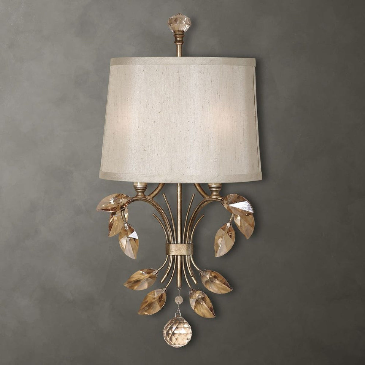 Gold Crystal Leaves Wall Lamp | Uttermost Alenya - www.oroa.com