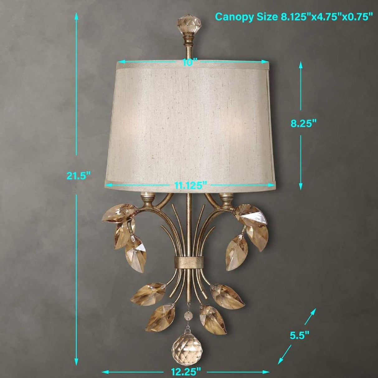 Gold Crystal Leaves Wall Lamp | Uttermost Alenya - www.oroa.com