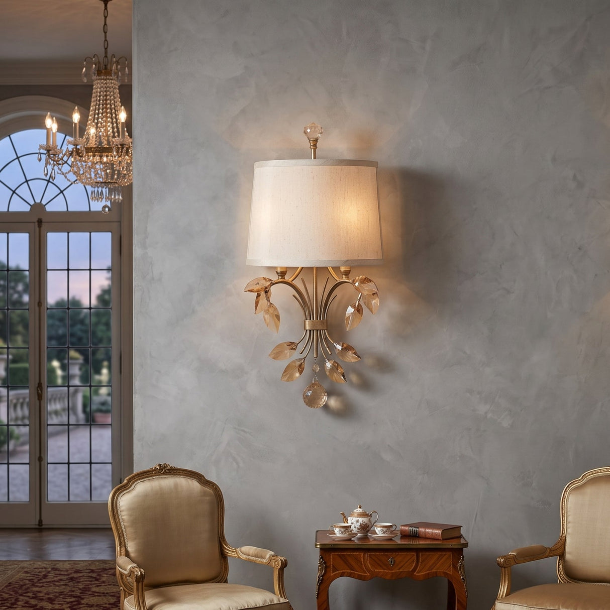 Gold Crystal Leaves Wall Lamp | Uttermost Alenya - www.oroa.com