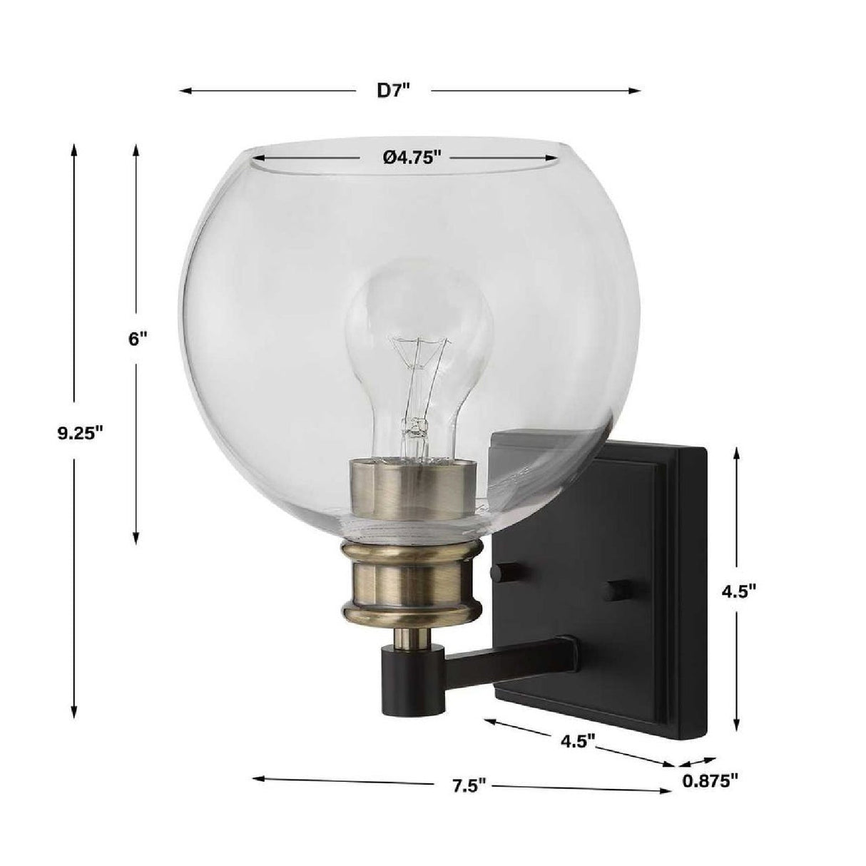 Modern European furniture - Clear Round Glass Wall Lamp - www.oroa.com