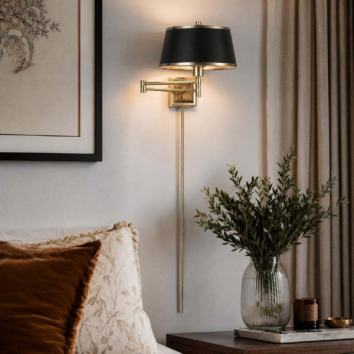 Modern European furniture - Black Leather Look Wall Lamp - www.oroa.com