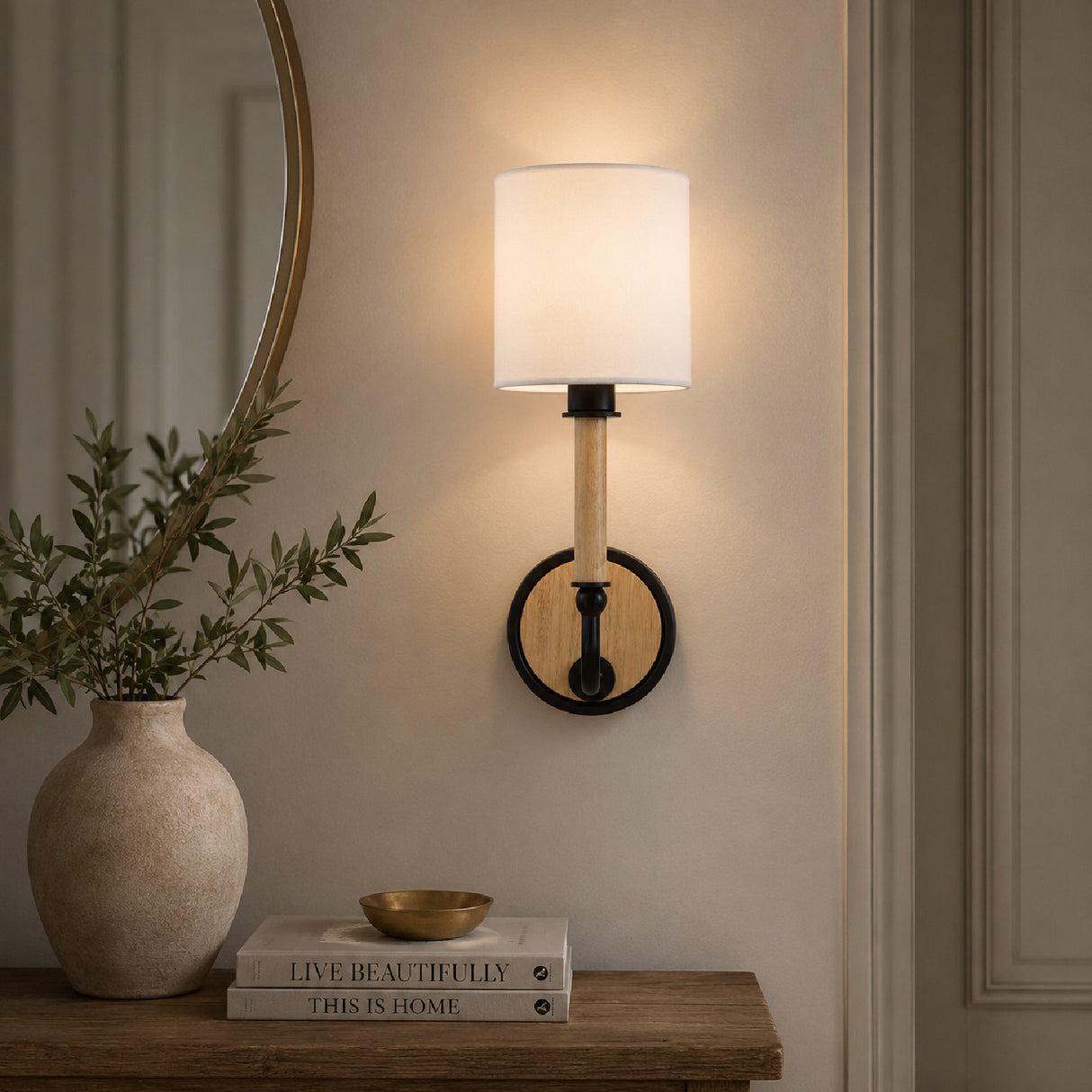 Modern European furniture - White Linen Wall Lamp - www.oroa.com