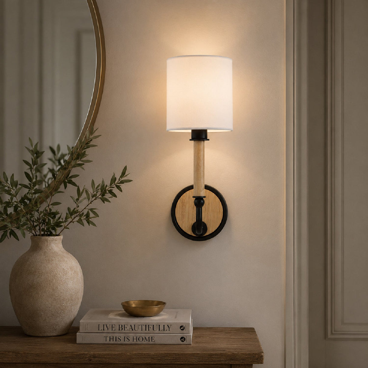 Modern European furniture - White Linen Wall Lamp - www.oroa.com