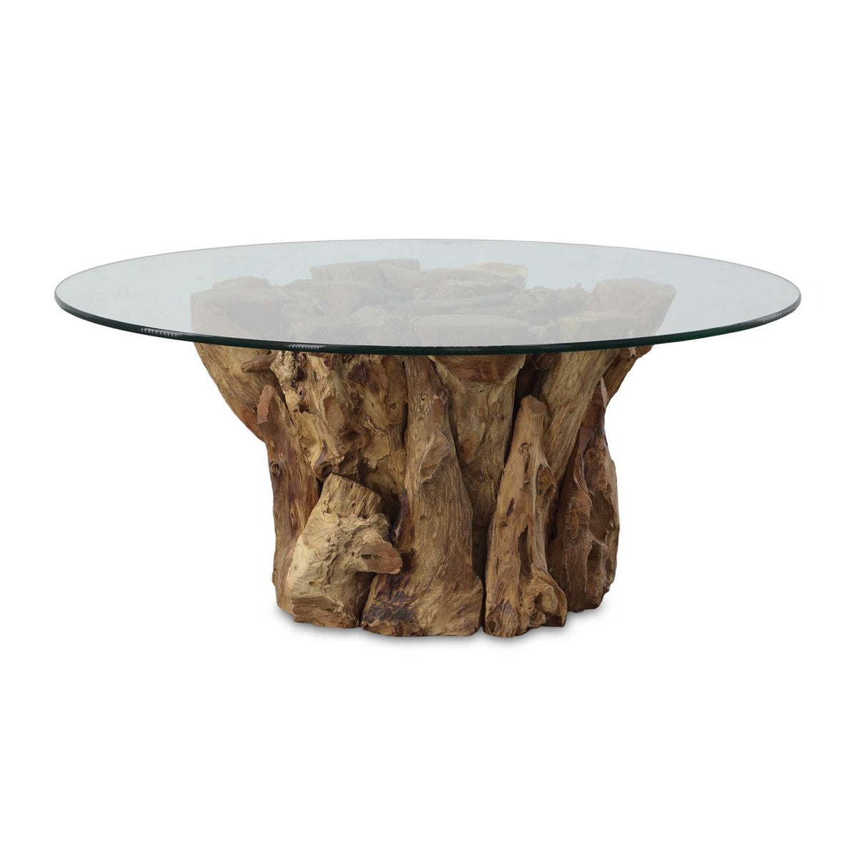 Teak Base Glass Coffee Table by Uttermost Driftwood
