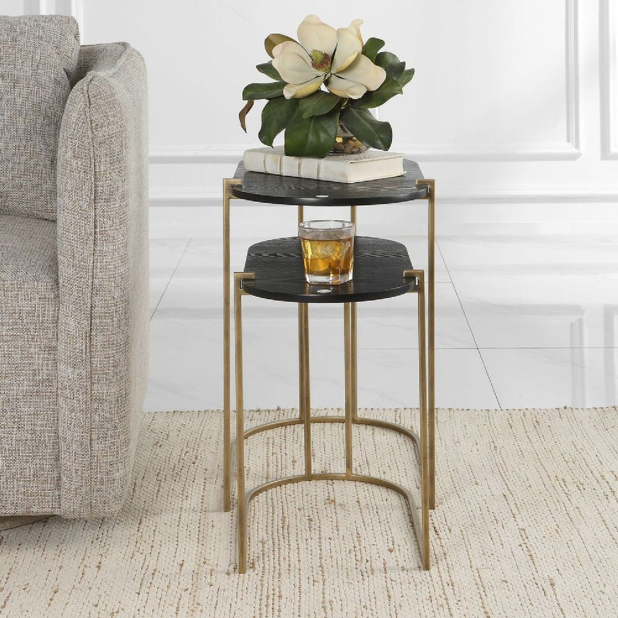 Oval Black Ash Nesting Tables (2) by Uttermost Aztec, alternate view 7