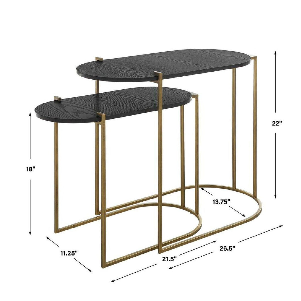 Oval Black Ash Nesting Tables (2) by Uttermost Aztec, alternate view 8