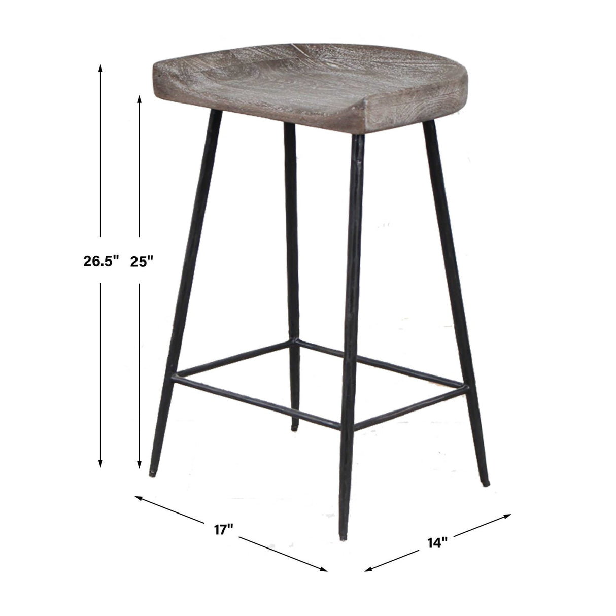 Curved Mango Wood Counter Stool by Uttermost Cordova, alternate view 3