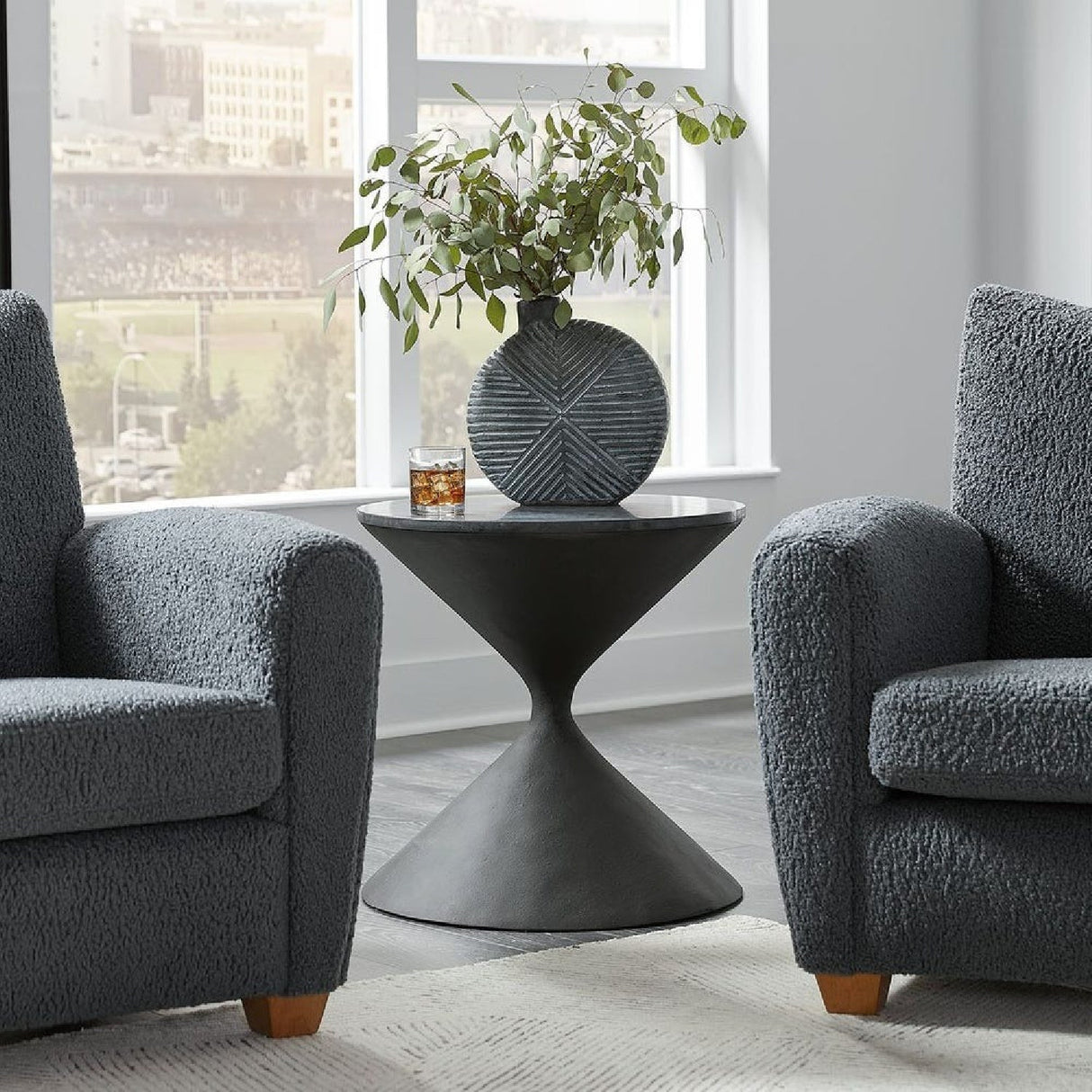 Modern European furniture - Black Hourglass Side Table - www.oroa.com