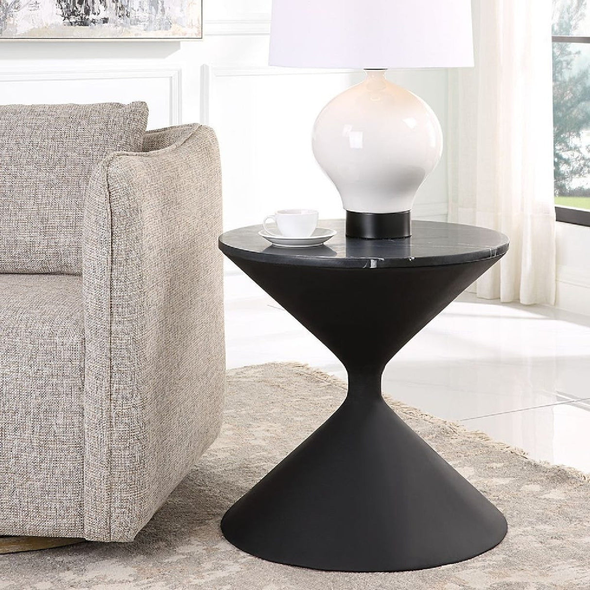 Modern European furniture - Black Hourglass Side Table - www.oroa.com