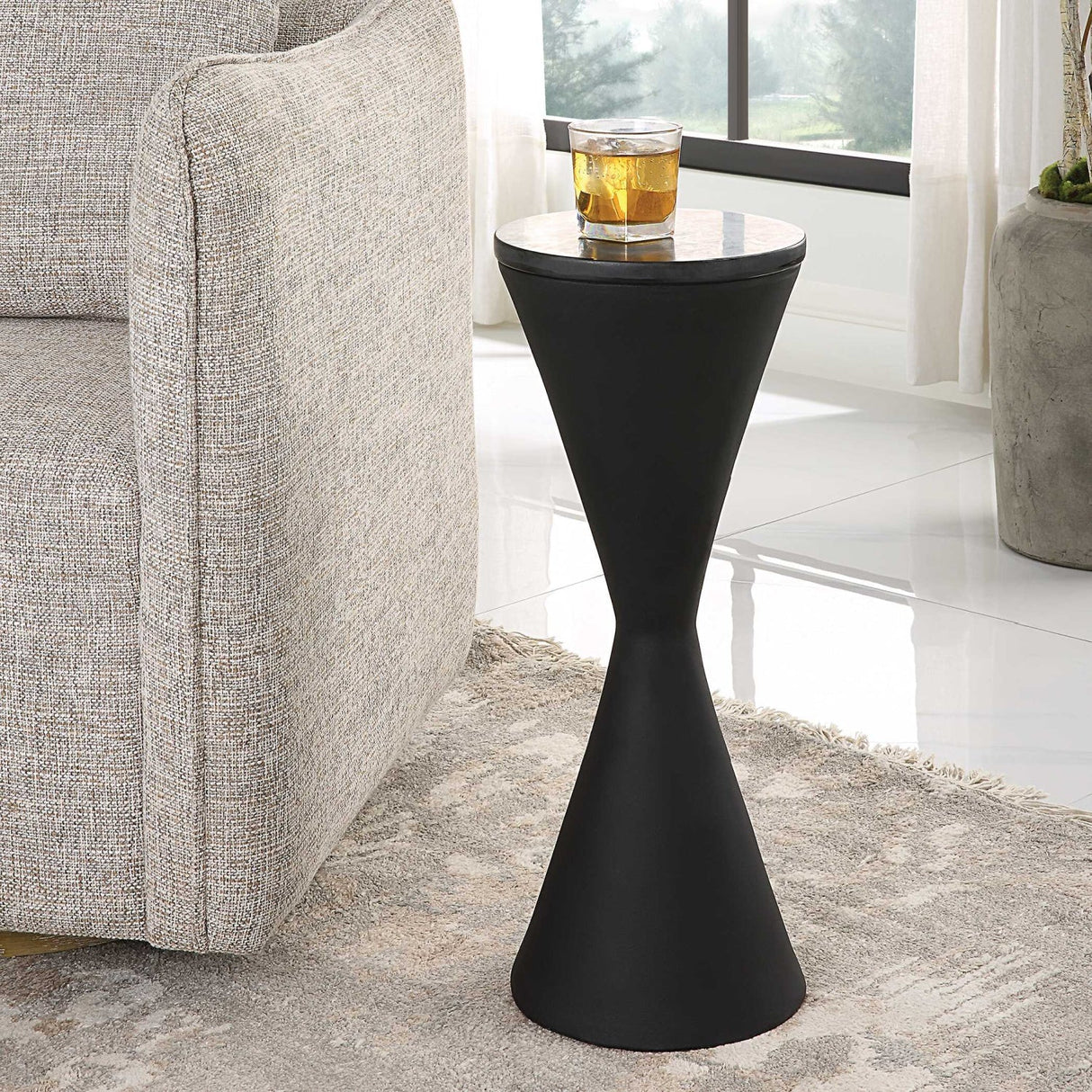 Black Hourglass Drink Table by Uttermost Time's Up, alternate view 2