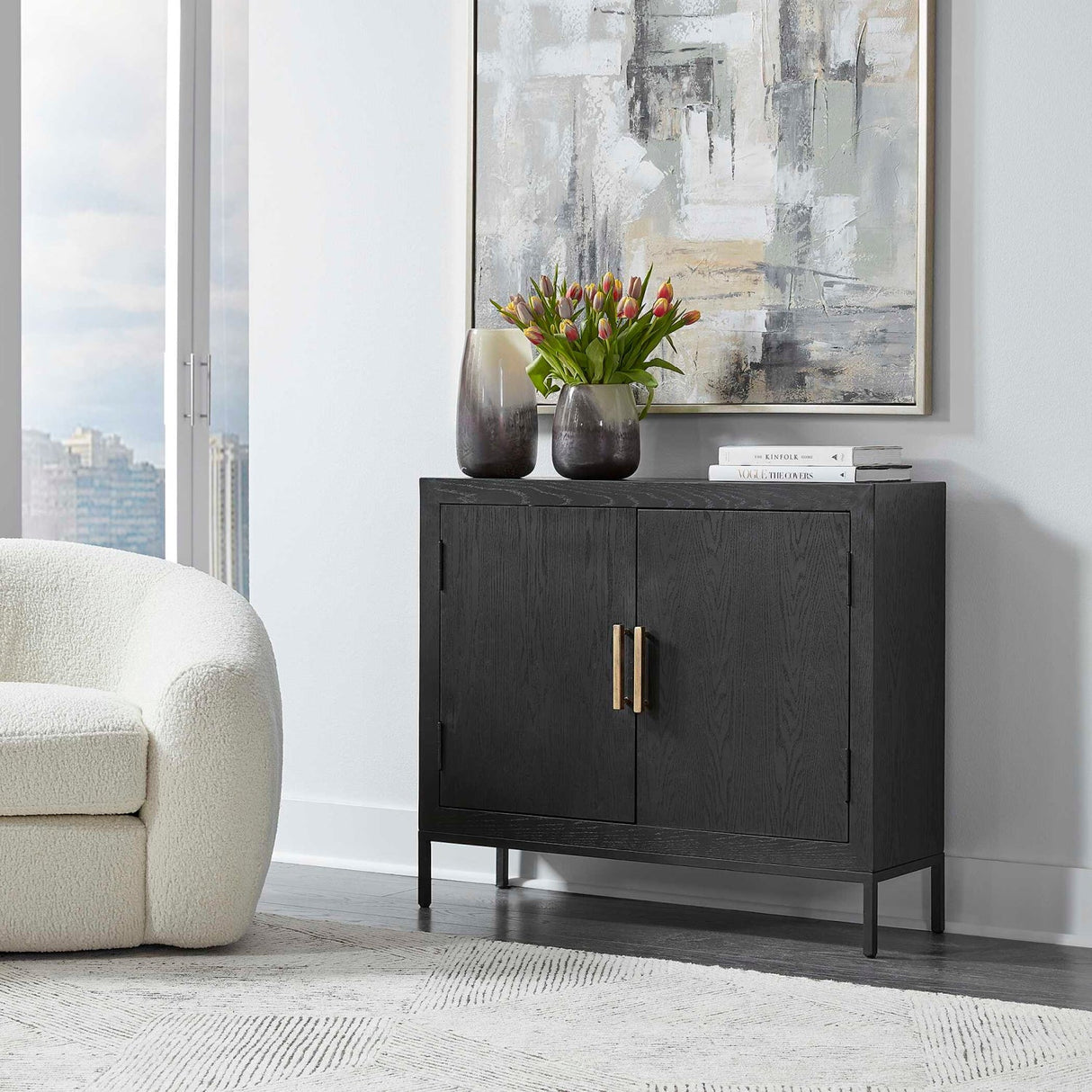 Modern European furniture - 2-Door Oak Veneer Cabinet - www.oroa.com