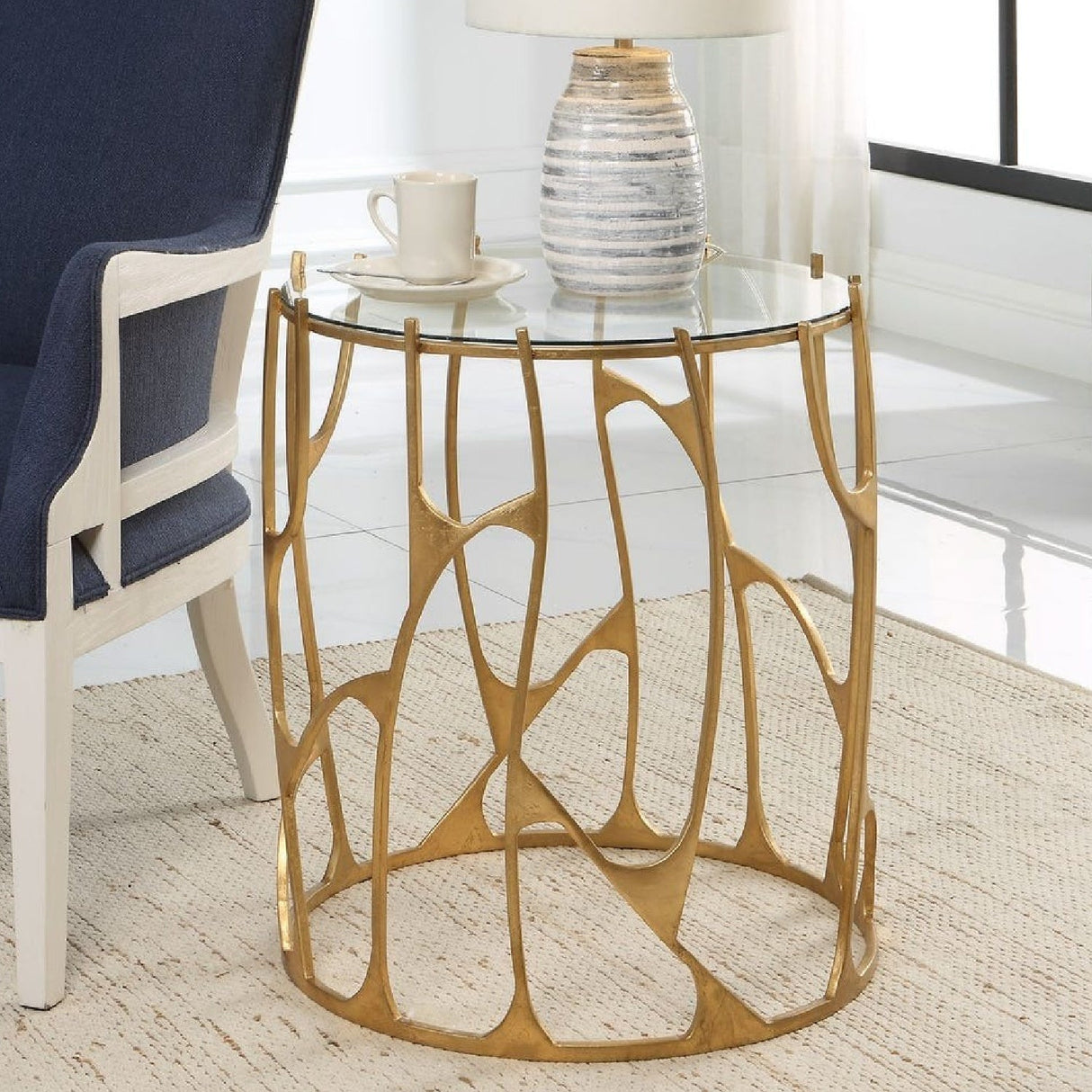 Modern European furniture - Gold Sculptural Side Table - www.oroa.com