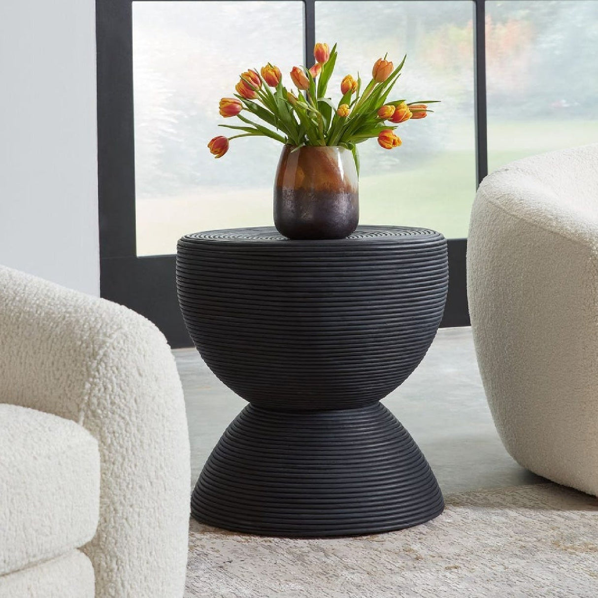 Modern European furniture - Rattan Hourglass Side Table - www.oroa.com
