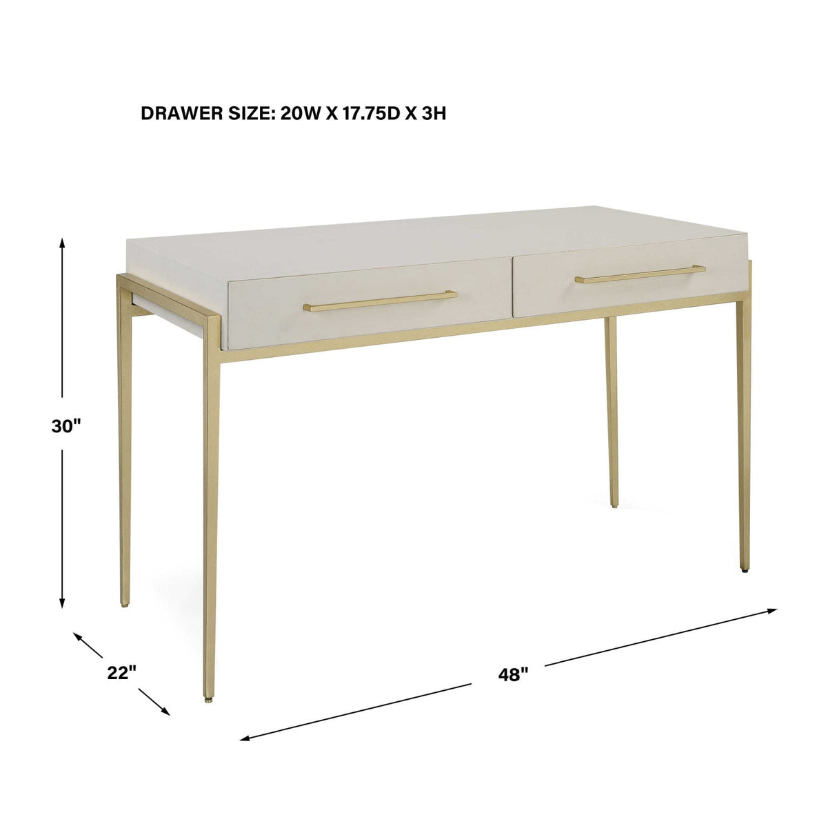 White Shagreen 2-Drawer Desk by Uttermost Jewel, alternate view 10